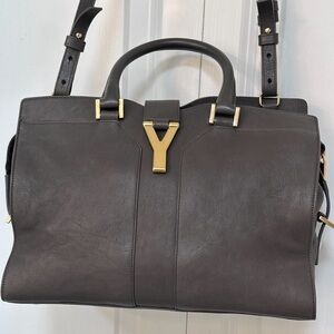 Sophisticated Dark Gray Leather Women's Shoulder Bag